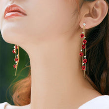 Load image into Gallery viewer, Long Flower Earrings Rose Flower Long Rhinestone Tassel Stud Earrings Fashion All-match Accessories Jewelry for Women
