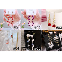 Load image into Gallery viewer, Long Flower Earrings Rose Flower Long Rhinestone Tassel Stud Earrings Fashion All-match Accessories Jewelry for Women
