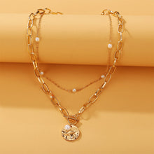 Load image into Gallery viewer, Chain Pearl Double Layer Necklace Creative Retro Simple Alloy Clavicle Chain Fashion Accessories Jewelry
