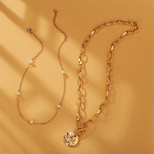 Load image into Gallery viewer, Chain Pearl Double Layer Necklace Creative Retro Simple Alloy Clavicle Chain Fashion Accessories Jewelry
