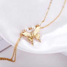Load image into Gallery viewer, Chain Pearl Double Layer Necklace Creative Retro Simple Alloy Clavicle Chain Fashion Accessories Jewelry
