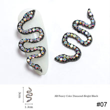 Load image into Gallery viewer, 2pcs Diamond Alloy Snake Nail Art Jewelry Three-dimensional Nail Diamond Jewelry Shiny Metal Nail Art Decoration Nail Ornaments

