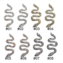 Load image into Gallery viewer, 2pcs Diamond Alloy Snake Nail Art Jewelry Three-dimensional Nail Diamond Jewelry Shiny Metal Nail Art Decoration Nail Ornaments
