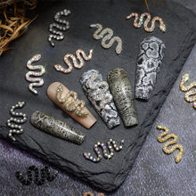 Load image into Gallery viewer, Small Diamond Alloy Snake Nail Art Jewelry Shiny Three-dimensional Metal Nail Stickers Nail Art Decoration
