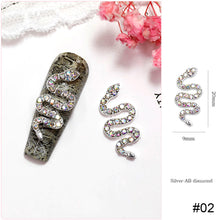 Load image into Gallery viewer, Small Diamond Alloy Snake Nail Art Jewelry Shiny Three-dimensional Metal Nail Stickers Nail Art Decoration
