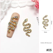 Load image into Gallery viewer, Small Diamond Alloy Snake Nail Art Jewelry Shiny Three-dimensional Metal Nail Stickers Nail Art Decoration
