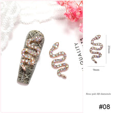 Load image into Gallery viewer, Small Diamond Alloy Snake Nail Art Jewelry Shiny Three-dimensional Metal Nail Stickers Nail Art Decoration
