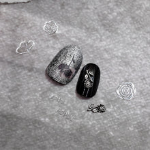Load image into Gallery viewer, 10pcs Metal Rose Nail Ornaments Retro Dark Style Three-dimensional Rose Ancient Silver Nail Ornaments Nail Art Decoration
