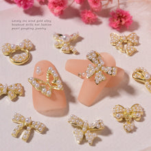 Load image into Gallery viewer, Nail Art Pearl Alloy Jewelry Bow Knot Diamond Jewelry Nail Jewelry Nail Art Decoration Manicure Accessories
