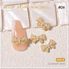 Load image into Gallery viewer, Nail Art Pearl Alloy Jewelry Bow Knot Diamond Jewelry Nail Jewelry Nail Art Decoration Manicure Accessories
