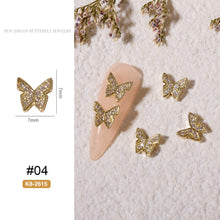 Load image into Gallery viewer, Nail Art Butterfly Metal Zircon Jewelry Light Luxury Diamond Three-dimensional Butterfly Nail Decoration Manicure Accessories
