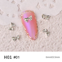 Load image into Gallery viewer, Bow Nail Art Jewelry Pearl Diamond Jewelry Rhinestone Shiny Nail Ornament Nail Art Decoration Manicure Accessories
