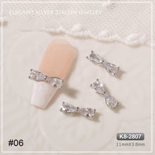 Load image into Gallery viewer, Silver Zircon Bow Nail Decoration Shiny Diamond Nail Art Jewelry Nail Art Decoration Manicure Accessories
