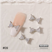 Load image into Gallery viewer, Silver Zircon Bow Nail Decoration Shiny Diamond Nail Art Jewelry Nail Art Decoration Manicure Accessories
