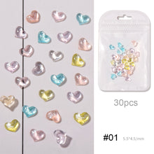 Load image into Gallery viewer, 30pcs 3D Love Rhinestone Nail Art Accessories Shiny Crystal Nail Art Decoration Manicure Accessories
