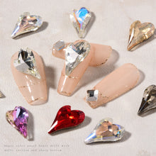 Load image into Gallery viewer, Love Nail Art Jewelry Crystal Diamond Shiny Point Bottom Crooked Peach Heart Nail Art Decoration Nail Accessories
