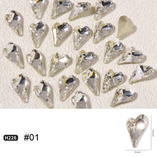 Load image into Gallery viewer, Love Nail Art Jewelry Crystal Diamond Shiny Point Bottom Crooked Peach Heart Nail Art Decoration Nail Accessories
