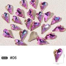 Load image into Gallery viewer, Love Nail Art Jewelry Crystal Diamond Shiny Point Bottom Crooked Peach Heart Nail Art Decoration Nail Accessories
