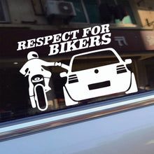Load image into Gallery viewer, 13x20cm Car Stickers Respect for Bikers Sticker Funny Wrap Vinyl For Auto Door Handle Decals Body Car Accessories Decoration
