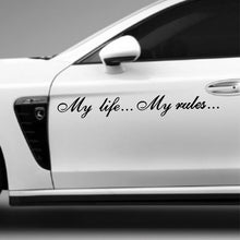 Load image into Gallery viewer, Car Sticker 60*8.5cm My Life My Rules Car Decal Reflective Laser 3D Car Stickers Decals Creative Vinyl Car Styling Auto Stickers
