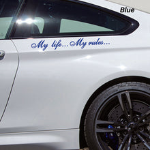 Load image into Gallery viewer, Car Sticker 60*8.5cm My Life My Rules Car Decal Reflective Laser 3D Car Stickers Decals Creative Vinyl Car Styling Auto Stickers
