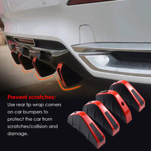 Load image into Gallery viewer, 4pcs Universal Car Modified Rear Bumper Diffuser Spoiler Black＆Red ABS Rear Bumper Lip Diffuser Wing Splitter Anti-collision

