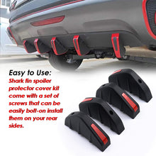 Load image into Gallery viewer, 4pcs Universal Car Modified Rear Bumper Diffuser Spoiler Black＆Red ABS Rear Bumper Lip Diffuser Wing Splitter Anti-collision
