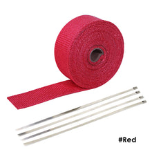 Load image into Gallery viewer, 5M Roll Motorcycle Exhaust Heat Shield Thermal Exhaust Tape Fiberglass Heat Wrap Pipe Heat Insulation with Stainless Ties
