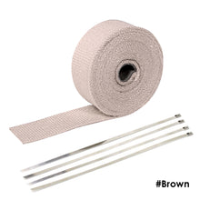 Load image into Gallery viewer, 5M Roll Motorcycle Exhaust Heat Shield Thermal Exhaust Tape Fiberglass Heat Wrap Pipe Heat Insulation with Stainless Ties
