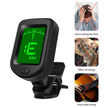 Load image into Gallery viewer, Universal Guitar Tuner Digital LCD Clip-on Equal Temperaments Bass Violin Ukuele Tuner Chromatic 360 Degree Rotatable Sensitive
