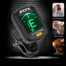 Load image into Gallery viewer, Universal Guitar Tuner Digital LCD Clip-on Equal Temperaments Bass Violin Ukuele Tuner Chromatic 360 Degree Rotatable Sensitive
