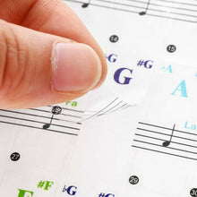 Load image into Gallery viewer, 49 / 61/ 76 / 88 Key Colorful Transparent Removable Piano Stickers Keyboards Detachable Music Decal Notes for Hand Roll Piano Eelectric Piano
