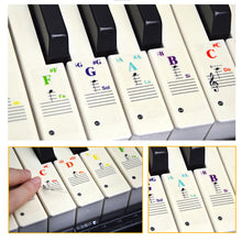 Load image into Gallery viewer, 49 / 61/ 76 / 88 Key Colorful Transparent Removable Piano Stickers Keyboards Detachable Music Decal Notes for Hand Roll Piano Eelectric Piano
