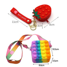 Load image into Gallery viewer, Pop It Sling Bag Unicorn Kids Bag Silicone Bag Strawberry Bag Fidget Bubble Push Stress Relief Toy Bag Kids Girls Cute Storage Bag
