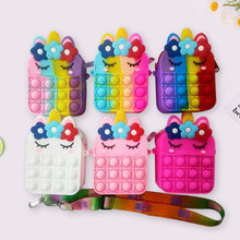 Load image into Gallery viewer, Pop It Sling Bag Unicorn Kids Bag Silicone Bag Strawberry Bag Fidget Bubble Push Stress Relief Toy Bag Kids Girls Cute Storage Bag
