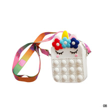 Load image into Gallery viewer, Pop It Sling Bag Unicorn Kids Bag Silicone Bag Strawberry Bag Fidget Bubble Push Stress Relief Toy Bag Kids Girls Cute Storage Bag
