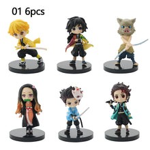 Load image into Gallery viewer, 6PCS Demon Slayer Action Figures Miniatures Figurine Model Kimetsu No Yaiba Mini Tanjirou Nezuko Kyoujurou Giyuu Doll

