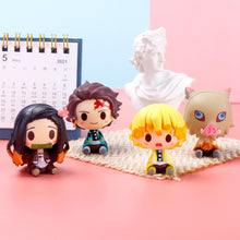 Load image into Gallery viewer, 4PCS Demon Slayer Action Figures Miniatures Figurine Model Kimetsu No Yaiba Mini Tanjirou Nezuko Kyoujurou Giyuu Doll
