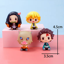 Load image into Gallery viewer, 4PCS Demon Slayer Action Figures Miniatures Figurine Model Kimetsu No Yaiba Mini Tanjirou Nezuko Kyoujurou Giyuu Doll
