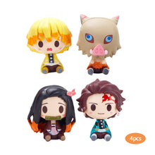 Load image into Gallery viewer, 4PCS Demon Slayer Action Figures Miniatures Figurine Model Kimetsu No Yaiba Mini Tanjirou Nezuko Kyoujurou Giyuu Doll
