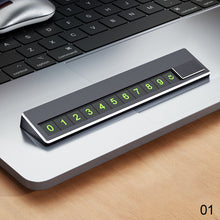 Load image into Gallery viewer, Car Phone Number Card Plate Hidden Switch Plate Number Card Metal Alloy Temporary Parking Card Sticker Styling
