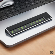 Load image into Gallery viewer, Car Phone Number Card Plate Hidden Switch Plate Number Card Metal Alloy Temporary Parking Card Sticker Styling
