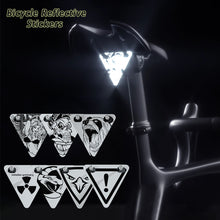 Load image into Gallery viewer, Outdoor Cycling MTB Bicycle Frame Saddle Suspension Highlight Night Reflective Triangle Board Safety Warning Sign Sticker

