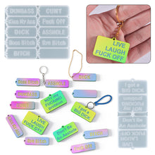 Load image into Gallery viewer, DIY English Dirty Word Keychain Pendant Silicone Mold Epoxy Resin Hanging Pendant Craft Moulds Mirror Effect Jewelry Necklace Pendant Silica Mold
