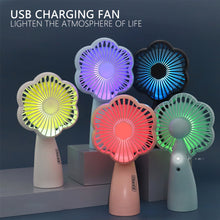 Load image into Gallery viewer, Portable USB Chargeable Mini Fan Handheld Fans with LED Light Summer Electric Fan Outdoor Indoor Desktop Fan

