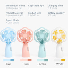 Load image into Gallery viewer, Portable USB Chargeable Mini Fan Handheld Fans with LED Light Summer Electric Fan Outdoor Indoor Desktop Fan
