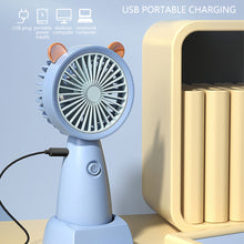 Load image into Gallery viewer, Portable USB Chargeable Mini Fan with Base Cute Catoon Handheld Fans Summer Electric Fan Outdoor Indoor Students Fan with Lanyard
