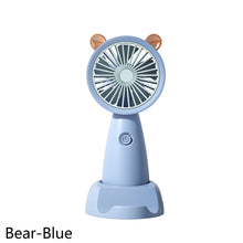 Load image into Gallery viewer, Portable USB Chargeable Mini Fan with Base Cute Catoon Handheld Fans Summer Electric Fan Outdoor Indoor Students Fan with Lanyard
