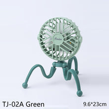 Load image into Gallery viewer, USB Chargeable Fan Baby Stroller Bed Fan Mute Retractable Fan with Clip Variable Portable Octopus Mini Fan Office Desktop Fan
