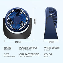 Load image into Gallery viewer, USB Chargeable Fan Mute 360 Degree Rotation Desktop Mini Fan Portable 2000mAh Electric Fan Students School Fan Offfice Fan
